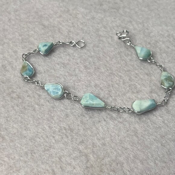 Turquoise & SS 925 7" Bracelet & Turtle Pendant - Picture 4 of 16